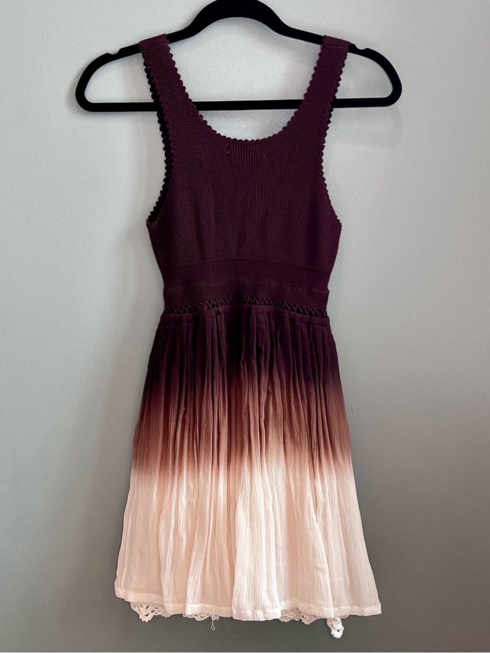 ALICE + OLIVIA Tula Silk Ombre Dress XS Brown Cream Crochet Lace Boho Resort - Picture 7 of 16